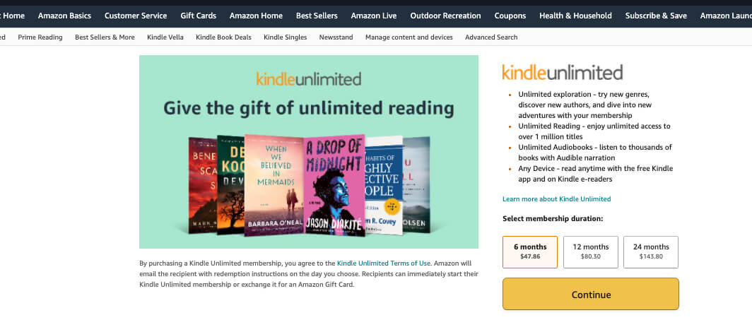 Choose KindleUnlimited Plan