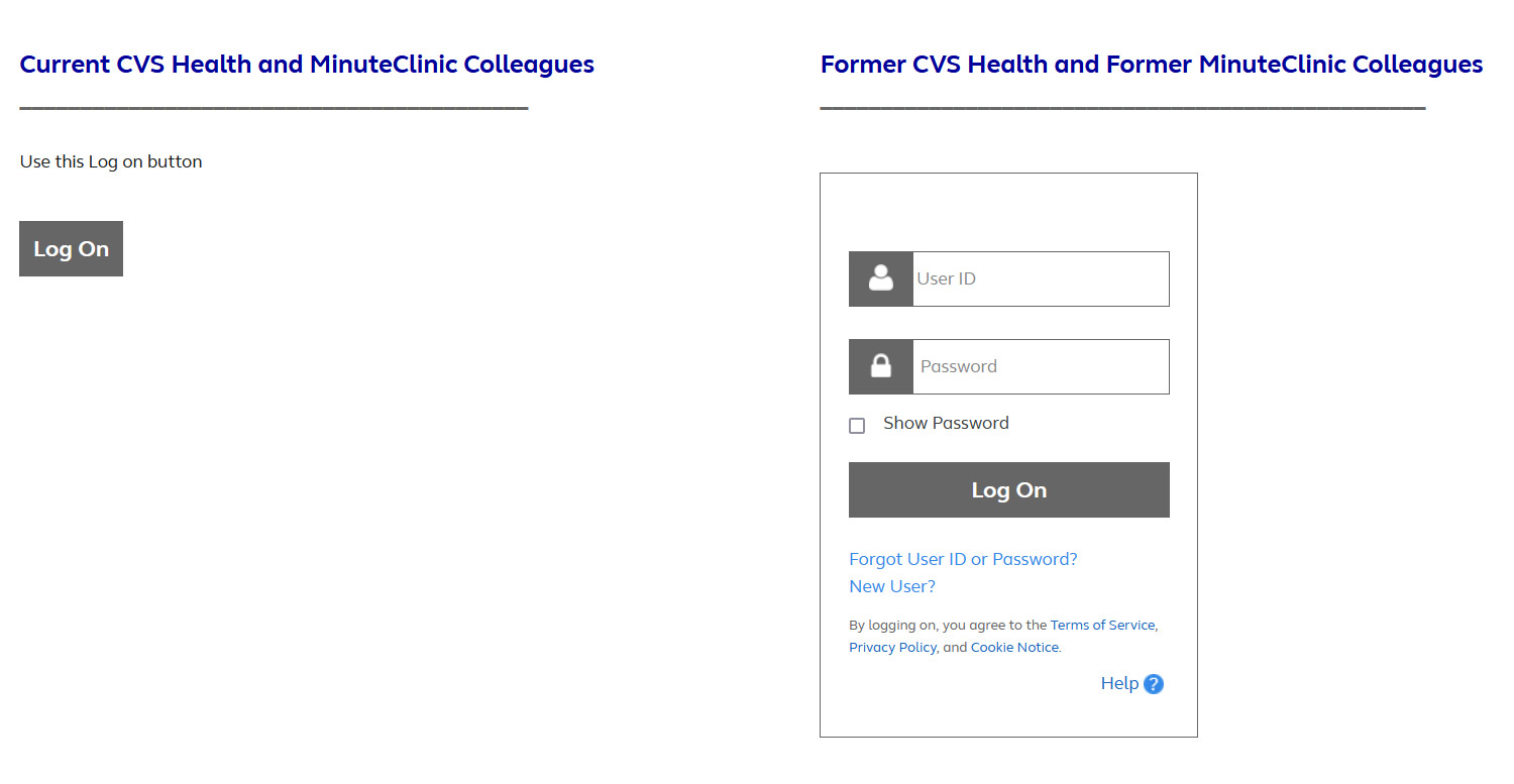 MyHR CVS Health Login Page