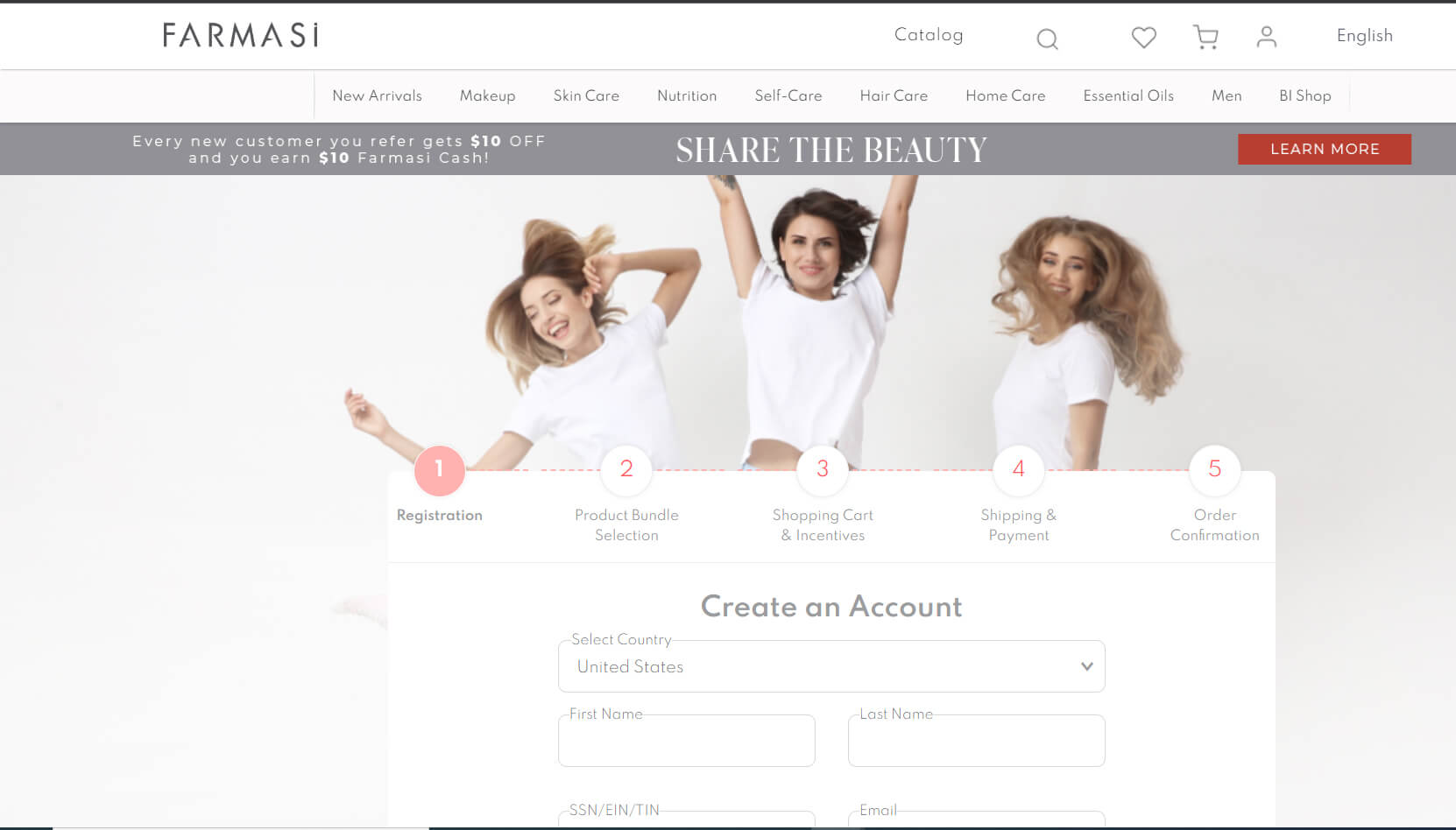 Five Step Form to Create an Account