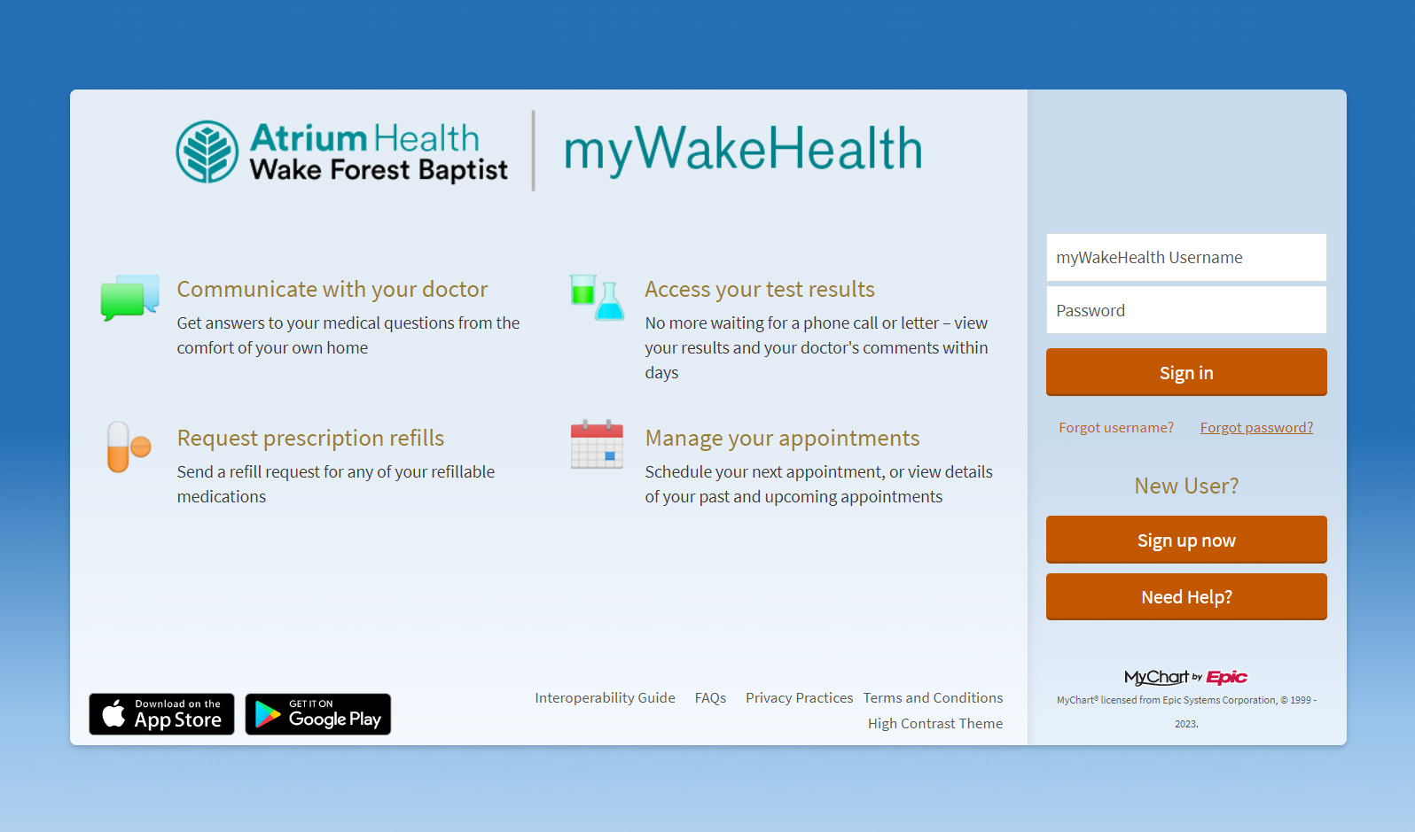 mywakehealth login page