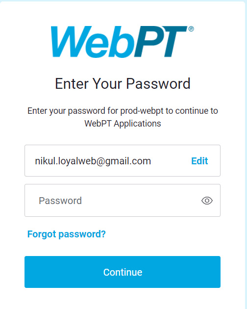 WebPT Login Website